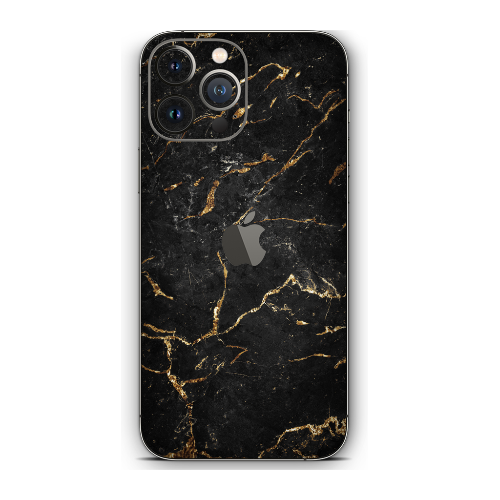 Black marble texture with gold pattern Mobile Skin