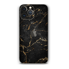 Black marble texture with gold pattern Mobile Skin